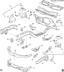 BODY MOLDINGS-SHEET METAL-REAR COMPARTMENT HARDWARE-ROOF HARDWARE Pontiac G5 2007-2010 A SHEET METAL/BODY PART 1-ENGINE COMPARTMENT & DASH