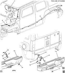 КРЕПЛЕНИЕ КУЗОВА-КОНДИЦИОНЕР-АУДИОСИСТЕМА Hummer H3T - 43 Bodystyle 2009-2010 N1 CAMERA SYSTEM/REAR VIEW (UVC)