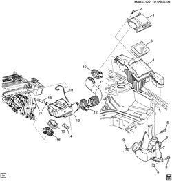 ТОПЛИВНАЯ СИСТЕМА-ВЫХЛОП-]СИСТЕМА КОНТРОЛЯ ТОКСИЧНОСТИ ВЫХЛ. ГАЗОВ Chevrolet Cavalier 2002-2005 J AIR INTAKE SYSTEM (L61/2.2F)