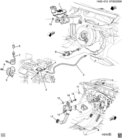 4-CYLINDER ENGINE Pontiac Pursuit 2005-2007 AP CLUTCH PEDAL & CYLINDERS (LSJ/2.0P, MU3)