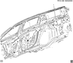 КАБИНА И КУЗОВНЫЕ ДЕТАЛИ-ДВОРНИКИ-ЗЕРКАЛА-ДВЕРИ-ОТДЕЛКА-РЕМНИ БЕЗОПАСНОСТИ Chevrolet Traverse (AWD) 2010-2011 RV1 INFLATABLE RESTRAINT SYSTEM/ROOF SIDE (G.M.C. Z88)