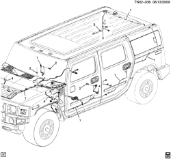 DÉMARREUR - ALTERNATEUR - ALLUMAGE - ÉLECTRIQUE - LAMPES Hummer H2 SUV - 06 Bodystyle 2008-2009 N2(06) FAISCEAU DE FILS/CARROSSERIE