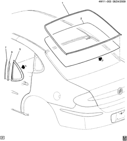 REAR GLASS-SEAT PARTS-ADJUSTER Buick LaCrosse/Allure 2005-2009 W19 QUARTER WINDOW & BACK GLASS