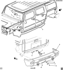 КРЕПЛЕНИЕ КУЗОВА-КОНДИЦИОНЕР-АУДИОСИСТЕМА Hummer H2 SUV - 06 Bodystyle 2008-2009 N2 CAMERA SYSTEM/REAR VIEW (UVC)
