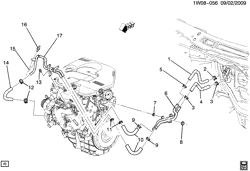 FRONT END SHEET METAL-HEATER-VEHICLE MAINTENANCE Chevrolet Impala 2009-2011 W HOSES & PIPES/HEATER (LZE/3.5K,LGD/3.9M)