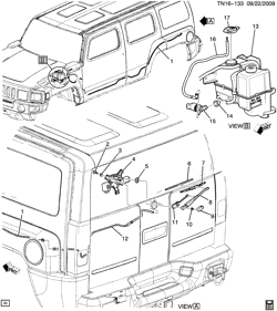 КАБИНА И КУЗОВНЫЕ ДЕТАЛИ-ДВОРНИКИ-ЗЕРКАЛА-ДВЕРИ-ОТДЕЛКА-РЕМНИ БЕЗОПАСНОСТИ Hummer H3 (Right Hand Drive) 2006-2008 N1 WIPER SYSTEM/REAR WINDOW
