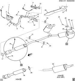 FUEL SYSTEM-EXHAUST-EMISSION SYSTEM Buick Lucerne 2006-2008 H EXHAUST SYSTEM (LD8/4.6Y)