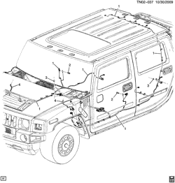 DÉMARREUR - ALTERNATEUR - ALLUMAGE - ÉLECTRIQUE - LAMPES Hummer H2 SUV - 06 Bodystyle 2008-2009 N2(36) FAISCEAU DE FILS/CARROSSERIE