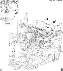 4-CYLINDER ENGINE Buick Regal 2011-2011 GK ENGINE & TRANSMISSION MOUNTING (LHU/2.0V, AUTOMATIC MDK)