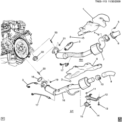FUEL SYSTEM-EXHAUST-EMISSION SYSTEM Hummer H3 SUV 2008-2009 N1 EXHAUST SYSTEM/FRONT PART 1 (LH8/5.3L)