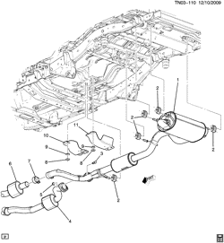 FUEL SYSTEM-EXHAUST-EMISSION SYSTEM Hummer H3 SUV 2010-2010 N1(06) EXHAUST SYSTEM/REAR (LH9/5.3P, UNDERBODY PROTECTION EQ9)