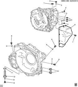 AUTOMATIC TRANSMISSION Cadillac SRX 2010-2011 N AUTOMATIC TRANSMISSION (AISIN AF-40-6) CASE & RELATED PARTS/COVER(MXE)
