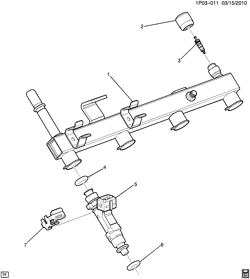 FUEL SYSTEM-EXHAUST-EMISSION SYSTEM Chevrolet Sonic Hatchback (Canada and US) 2013-2016 JV,JW,JY48 FUEL INJECTOR RAIL (LUV/1.4B)