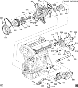 4-ЦИЛИНДРОВЫЙ ДВИГАТЕЛЬ Chevrolet Cruze (Carryover Model) 2013-2016 P69 ENGINE ASM-1.8L L4 PART 3 FRONT COVER & COOLING (LUW/1.8H,LWE/1.8G)