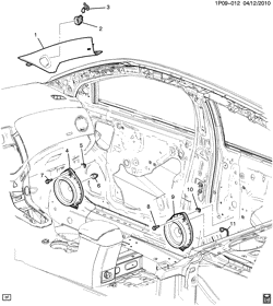 BODY MOUNTING-AIR CONDITIONING-AUDIO/ENTERTAINMENT Chevrolet Cruze (Carryover Model) 2011-2016 P69 AUDIO SYSTEM/SPEAKERS (6-SPEAKER UZ6)