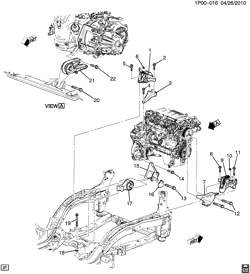 4-CYLINDER ENGINE Chevrolet Cruze (Carryover Model) 2013-2016 PL69 ENGINE & TRANSMISSION MOUNTING (LUV/1.4B, MANUAL TRANSMISSION MF3,MR5)