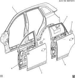 BODY MOLDINGS-SHEET METAL-REAR COMPARTMENT HARDWARE-ROOF HARDWARE Chevrolet Captiva Sport (Canada and US) 2012-2015 L SHEET METAL/BODY SIDE & DOORS