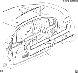 BODY MOLDINGS-SHEET METAL-REAR COMPARTMENT HARDWARE-ROOF HARDWARE Chevrolet Volt 2011-2015 R MOLDINGS/BODY-ABOVE BELT