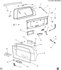 BODY MOLDINGS-SHEET METAL-REAR COMPARTMENT HARDWARE-ROOF HARDWARE Chevrolet Cavalier 1992-1994 J35 LIFTGATE HARDWARE
