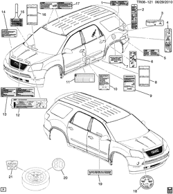 METAL DA CHAPA DA EXTREMIDADE DIANTEIRA-AQUECEDOR-MANUTENÇÃO DO VEÍCULO Buick Enclave (2WD) 2010-2013 RV1 LABELS (G.M.C. Z88)
