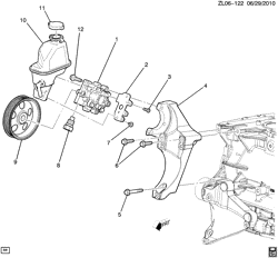 FRONT SUSPENSION-STEERING Chevrolet Captiva Sport (Canada and US) 2013-2015 LF,LR STEERING PUMP MOUNTING (LEA/2.4K)