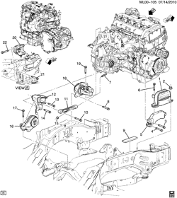 6-ЦИЛИНДРОВЫЙ ДВИГАТЕЛЬ Chevrolet Captiva Sport 2013-2015 LF,LR ENGINE & TRANSMISSION MOUNTING (LEA/2.4K, MH7)