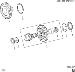 TRANSMISSÃO MANUAL 5 MARCHAS Chevrolet Chevy 2004-2007 S AUTOMATIC TRANSMISSION (ML4) PART 13. COUNTER GEAR & SHAFT
