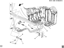 СИСТЕМА ОХЛАЖДЕНИЯ-РЕШЕТКА-МАСЛЯНАЯ СИСТЕМА Chevrolet Kodiak (Mexico) 2002-2007 C6H0,7H0(42) ENGINE OIL COOLER LINES (L18/8.1E)