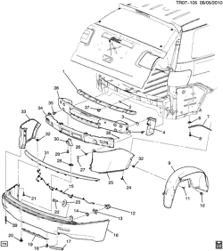 РАМЫ-ПРУЖИНЫ - АМОРТИЗАТОРЫ - БАМПЕРЫ Chevrolet Traverse (2WD) 2007-2010 RV1 BUMPER/REAR (G.M.C. Z88)