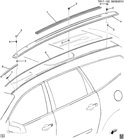 RR СТРУКТУРА КУЗОВА - МОЛДИНГИ И ОТДЕЛКА - УКЛАДКА ГРУЗА Chevrolet Traverse (2WD) 2009-2009 RV1 LUGGAGE CARRIER (CHEVROLET X88)
