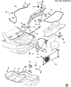 BODY MOLDINGS-SHEET METAL-REAR COMPARTMENT HARDWARE-ROOF HARDWARE Chevrolet Impala SS 1991-1996 B19 REAR COMPARTMENT HARDWARE & TRIM