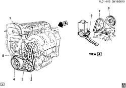 LUBRIFICAÇÃO - ARREFECIMENTO - GRADE DO RADIADOR Chevrolet Corsica 1990-1991 L PULLEYS & BELTS-ACCESSORY DRIVE-L4-2.3L (LG0/2.3A)