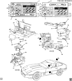 BODY MOUNTING-AIR CONDITIONING-AUDIO/ENTERTAINMENT Chevrolet Corvette 1990-1992 Y AUDIO SYSTEM (UX0)