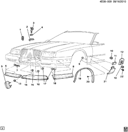 FRONT END SHEET METAL-HEATER-VEHICLE MAINTENANCE Buick Riviera 1989-1991 E57 MOLDINGS/FRONT END