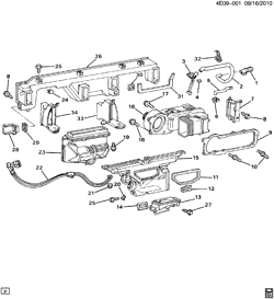BODY MOUNTING-AIR CONDITIONING-AUDIO/ENTERTAINMENT Buick Reatta 1986-1990 E AIR DISTRIBUTION SYSTEM