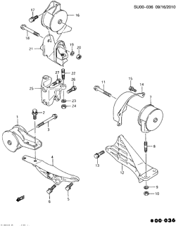 MOTOR 4 CILINDROS Chevrolet Metro 1989-1994 M08-68-67 ENGINE MOUNTING (MANUAL MM5)