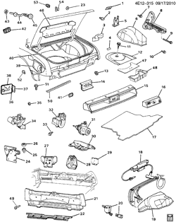 BODY MOLDINGS-SHEET METAL-REAR COMPARTMENT HARDWARE-ROOF HARDWARE Buick Riviera 1992-1993 E REAR COMPARTMENT HARDWARE & TRIM