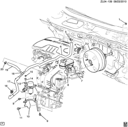 BOÎTE DE TRANSFERT Chevrolet Captiva Sport 2013-2015 LF FIXATION DU SERVO DE FREINAGE ET DU MAÎTRE CYLINDRE (LEA/2.4K, PAYS CV3,CX2,CX3)