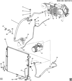 BODY MOUNTING-AIR CONDITIONING-AUDIO/ENTERTAINMENT Cadillac STS 2008-2010 D29 A/C REFRIGERATION SYSTEM (LH2/4.6A)