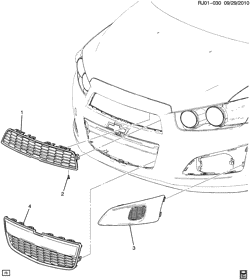 СИСТЕМА ОХЛАЖДЕНИЯ-РЕШЕТКА-МАСЛЯНАЯ СИСТЕМА Chevrolet Sonic Sedan (Canada and US) 2013-2016 JU,JV69 GRILLE/RADIATOR (EXC FOG LAMP T3U)