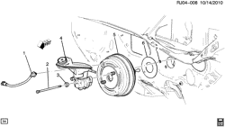AUTOMATIC TRANSMISSION Chevrolet Sonic Hatchback (Canada and US) 2013-2015 JU,JV,JW48 BRAKE BOOSTER & MASTER CYLINDER MOUNTING (LUW/1.8H,LWE/1.8G, MANUAL M26)