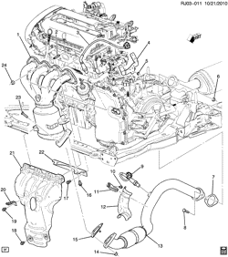 FUEL SYSTEM-EXHAUST-EMISSION SYSTEM Chevrolet Sonic Sedan (Canada and US) 2013-2015 JU,JV,JW69 EXHAUST SYSTEM/FRONT (LUW/1.8H,LWE/1.8G)