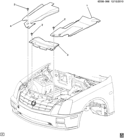FRONT END SHEET METAL-HEATER-VEHICLE MAINTENANCE Cadillac STS 2008-2009 DW,DY29 SIGHT SHIELD/ENGINE COMPARTMENT
