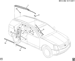 BODY MOLDINGS-SHEET METAL-REAR COMPARTMENT HARDWARE-ROOF HARDWARE Cadillac SRX 2004-2009 E MOLDINGS/BODY-ABOVE BELT