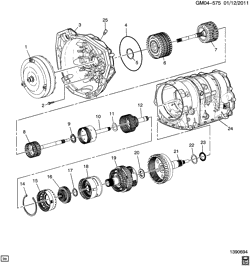 AUTOMATIC TRANSMISSION Cadillac CTS 2003-2007 D69 AUTOMATIC TRANSMISSION (M82) (5L40E) CLUTCH ASSEMBLIES AND RELATED PARTS