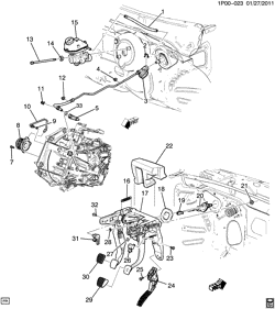 4-CYLINDER ENGINE Chevrolet Cruze (Carryover Model) 2012-2016 P69 CLUTCH PEDAL & CYLINDERS (MANUAL TRANSMISSION MZ0,MF3,MR5)