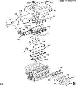 MOTOR 6 CILINDROS Cadillac CTS 2006-2007 DN69 ENGINE ASM-6.0L V8 PART 5 MANIFOLDS & RELATED PARTS (LS2/6.0U)