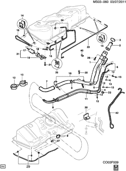 FUEL SYSTEM-EXHAUST-EMISSION SYSTEM Chevrolet Chevy 2004-2008 S FUEL TANK FILLER PIPES & HOSES