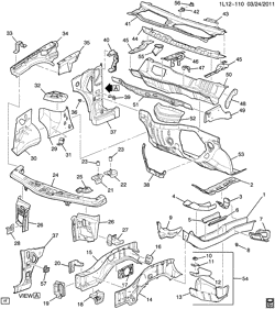 BODY MOLDINGS-SHEET METAL-REAR COMPARTMENT HARDWARE-ROOF HARDWARE Pontiac Torrent 2007-2009 L SHEET METAL/BODY PART 1-ENGINE COMPARTMENT & DASH