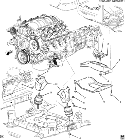 6-ЦИЛИНДРОВЫЙ ДВИГАТЕЛЬ Chevrolet Camaro Convertible 2011-2015 ES67 ENGINE & TRANSMISSION MOUNTING (LS3/6.2W, MANUAL M10)